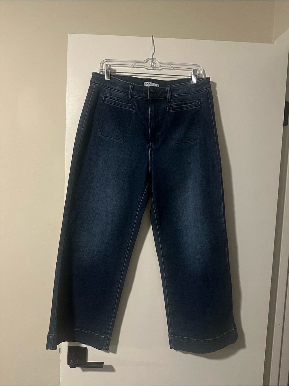 Size 14 Sonoma Dark Blue Cropped Wide-Leg Jeans